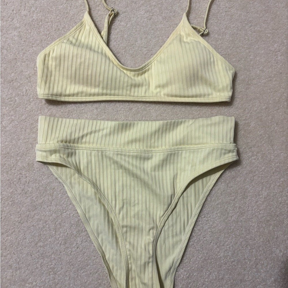 Yellow Ribbed Bikini Set